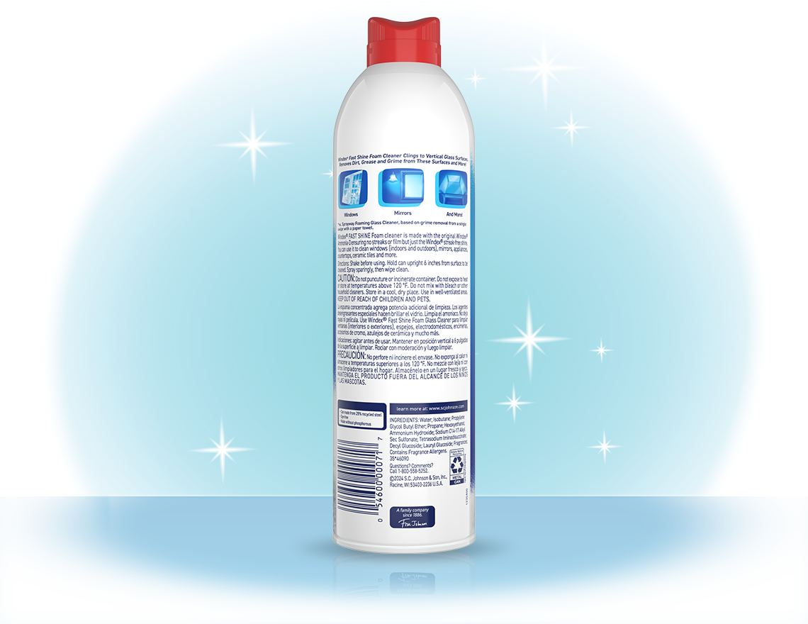 Windex® Fast Shine Foam back side