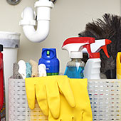 Bathroom Cleaning with Windex